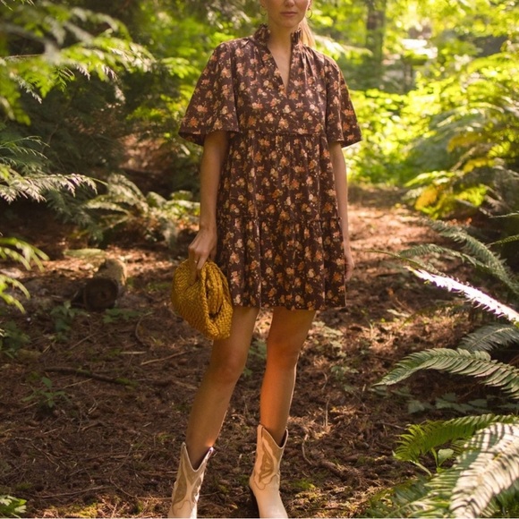 TUCKERNUCK Crawford Dress Floral Rosewood Chintz Oversize Flutter Sleeve NWT 3XL - Picture 2 of 14